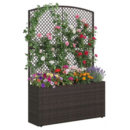 Chậu Trồng Hoa : Bộ 2 Chậu Hoa Hình Chữ Nhật + Lưới Nhựa Dệt 